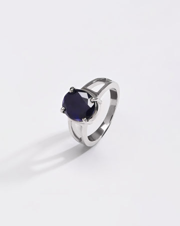 Blue Sapphire (Neelam) Ring – Rich Hue, 925 Silver - 1150N4 Ov - Myra