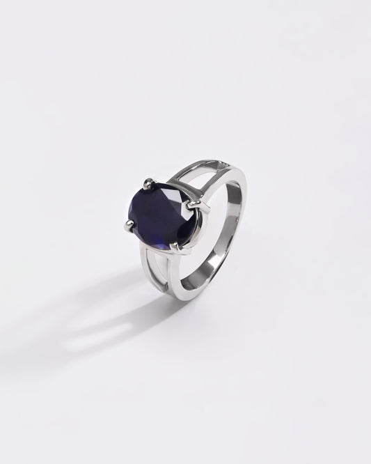 Blue Sapphire (Neelam) Ring – Rich Hue, 925 Silver - 1150N4 Ov - Myra