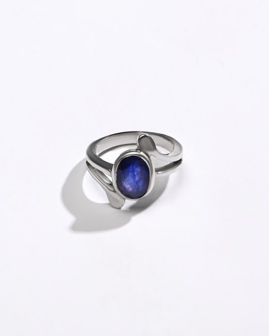 Elegant Blue Sapphire (Neelam) Ring – 925 Silver - 1151B