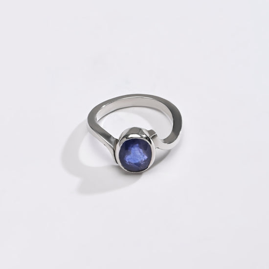 Deep Blue Sapphire (Neelam) Ring – 925 Silver - 1152B - Myra