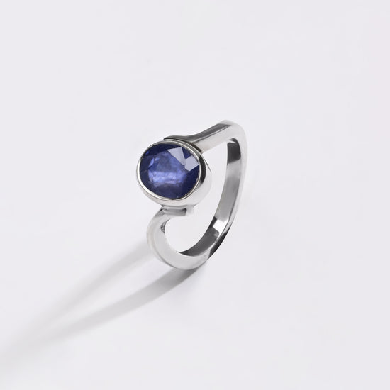 Deep Blue Sapphire (Neelam) Ring – 925 Silver - 1152B - Myra