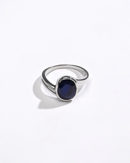 Refined Blue Sapphire (Neelam) Ring – 925 Silver - 1153B - Myra