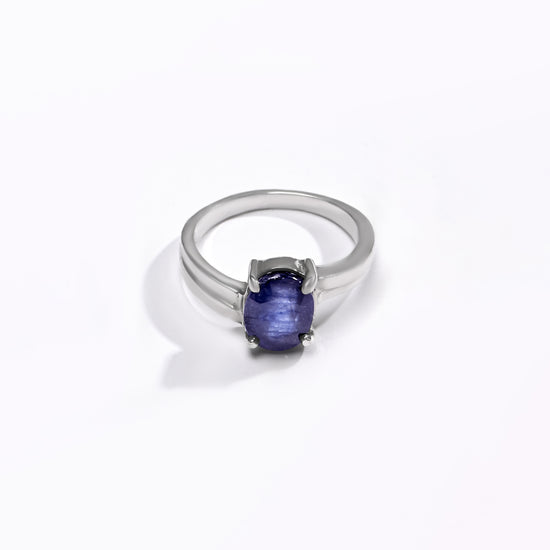 Bold Blue Sapphire (Neelam) Ring – 925 Silver - 1153N4 - Myra