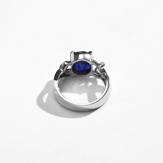 Designer Finish Blue Sapphire (Neelam) Ring – 925 Silver - #1210N4 - Myra