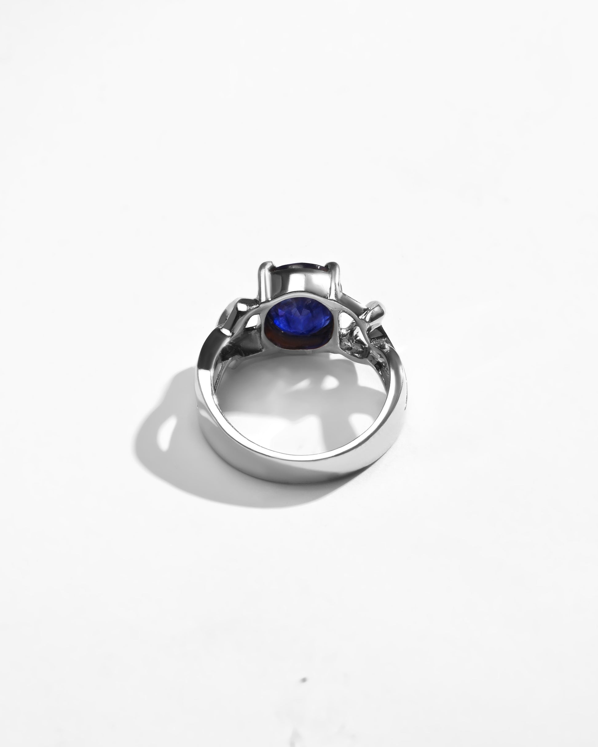 Designer Finish Blue Sapphire (Neelam) Ring – 925 Silver - #1210N4 - Myra