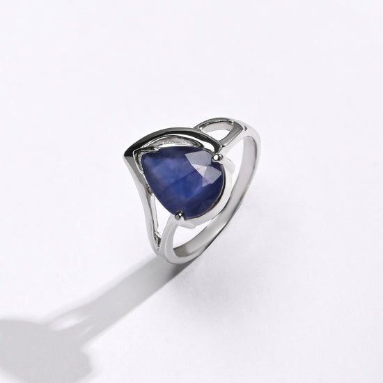 Bold Luxe Blue Sapphire (Neelam) Ring – 925 Silver - #1192N3 Dr - Myra