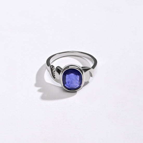 Natural Blue Sapphire (Neelam) Ring – 925 Silver - #1196B - Myra