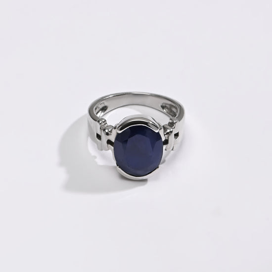 Blue Sapphire (Neelam) Ring – 925 Silver Craftsmanship - #1199HB - Myra