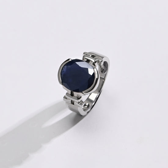 Blue Sapphire (Neelam) Ring – 925 Silver Craftsmanship - #1199HB - Myra