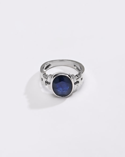 Designer Blue Sapphire (Neelam) Ring – 925 Silver - #1199B - Myra