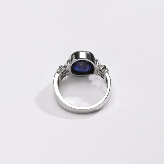 Designer Blue Sapphire (Neelam) Ring – 925 Silver - #1199B - Myra