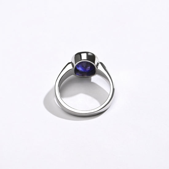 Blue Sapphire (Neelam) Ring – Minimal Vedic 925 Silver - #1200B - Myra