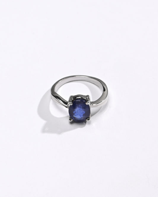 Blue Sapphire (Neelam) Ring in 925 Silver - #1201N4