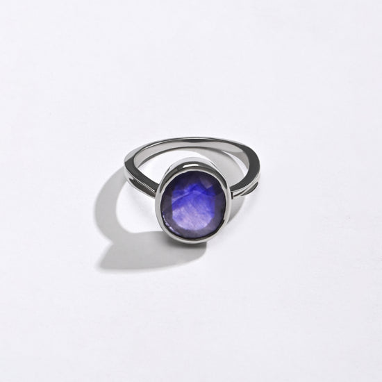 Classic Blue Sapphire (Neelam) Ring in 925 Silver - #1201B - Myra