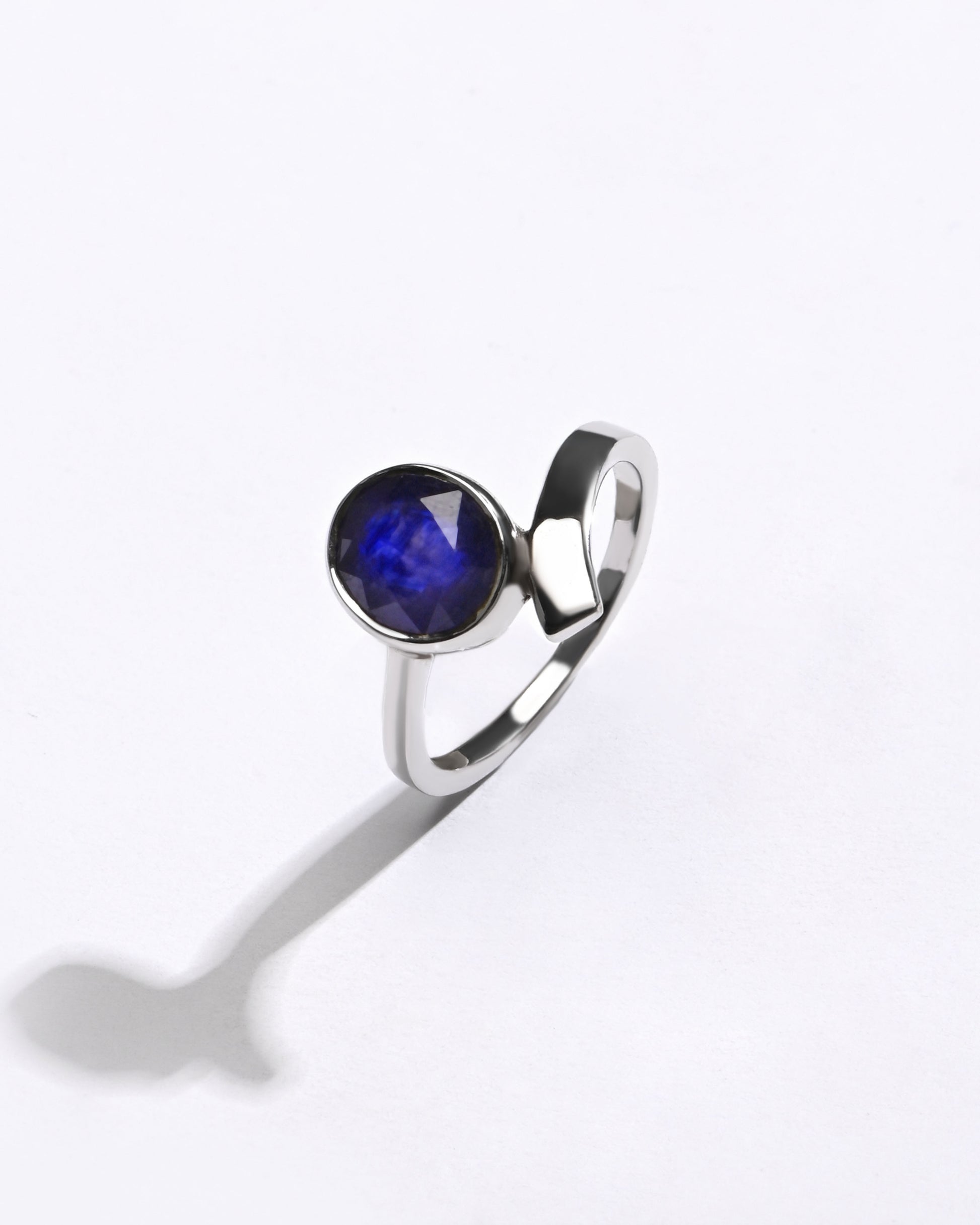 Blue Sapphire (Neelam) Ring – Light, Natural, Silver - #1202B - Myra