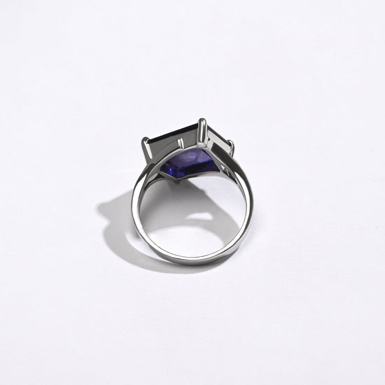 Glossy Blue Sapphire (Neelam) Ring – 925 Silver - #1212N4 Re - Myra