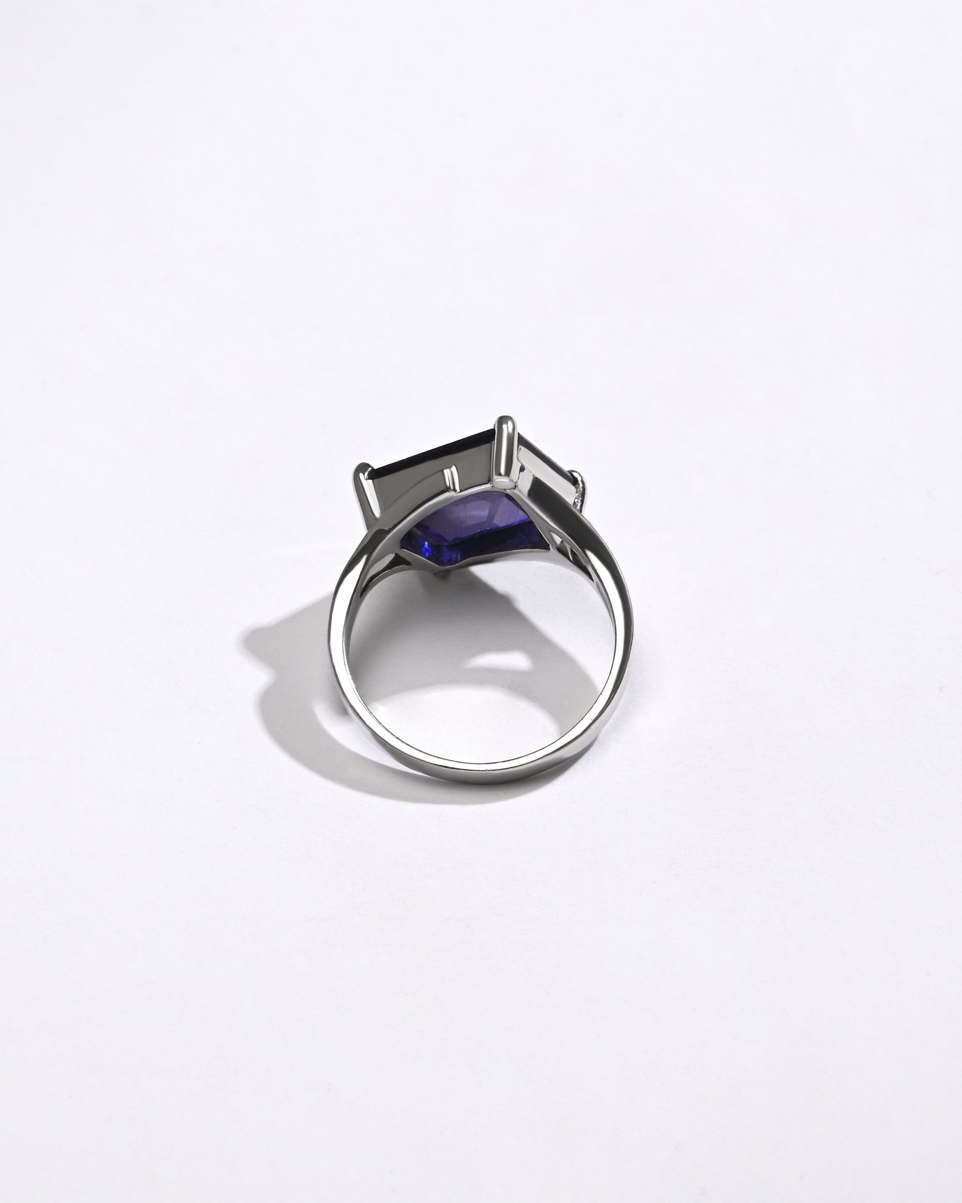 Glossy Blue Sapphire (Neelam) Ring – 925 Silver - #1212N4 Re - Myra