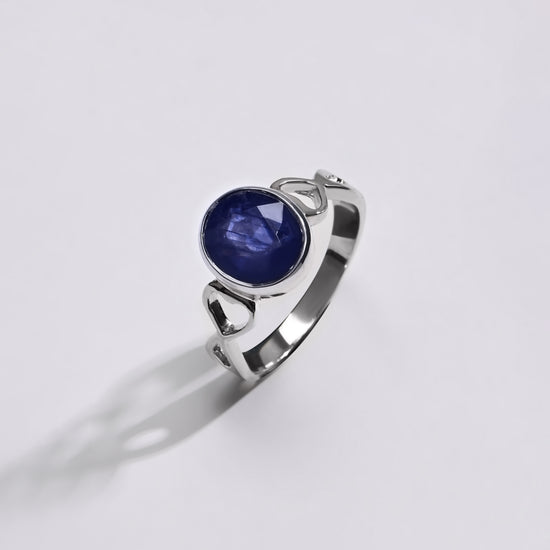 Shimmer Blue Sapphire (Neelam) Ring – 925 Silver - #1220B - Myra