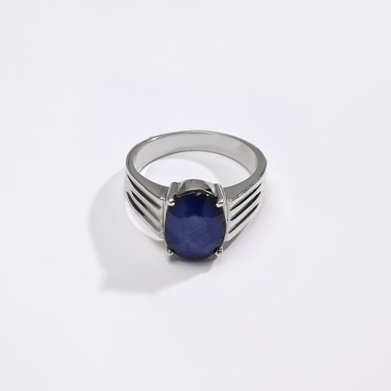 Charming Blue Sapphire (Neelam) Ring – 925 Silver - #1228N4 - Myra