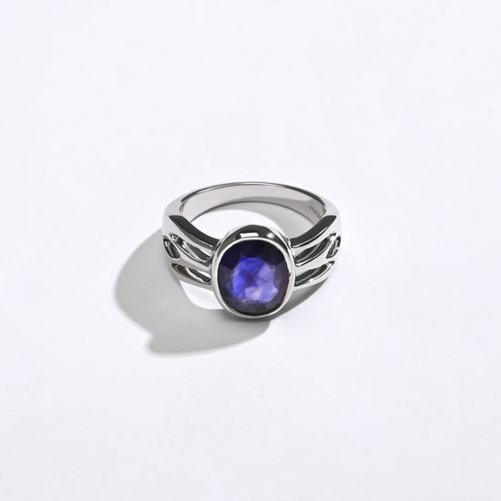 Smart Blue Sapphire (Neelam) Ring – 925 Silver - #1244B - Myra