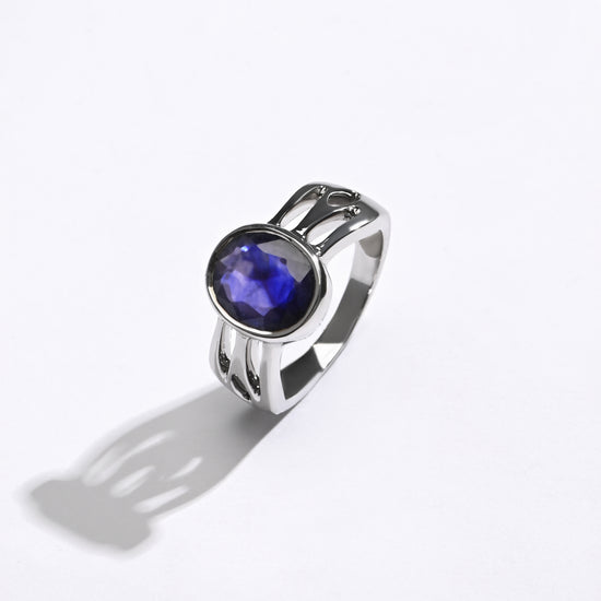 Smart Blue Sapphire (Neelam) Ring – 925 Silver - #1244B - Myra