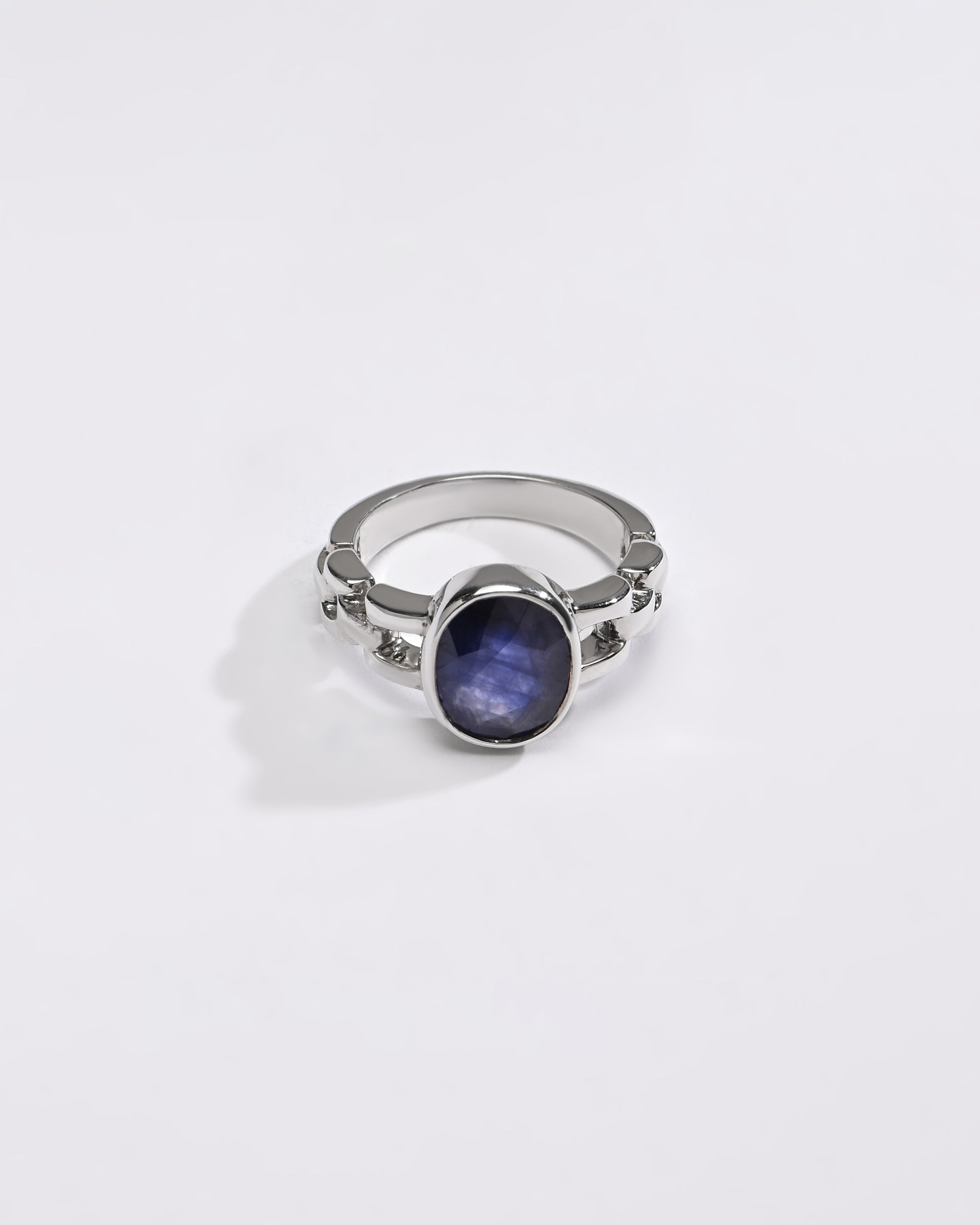 Comfort Fit Blue Sapphire (Neelam) Ring – 925 Silver - #1245B - Myra