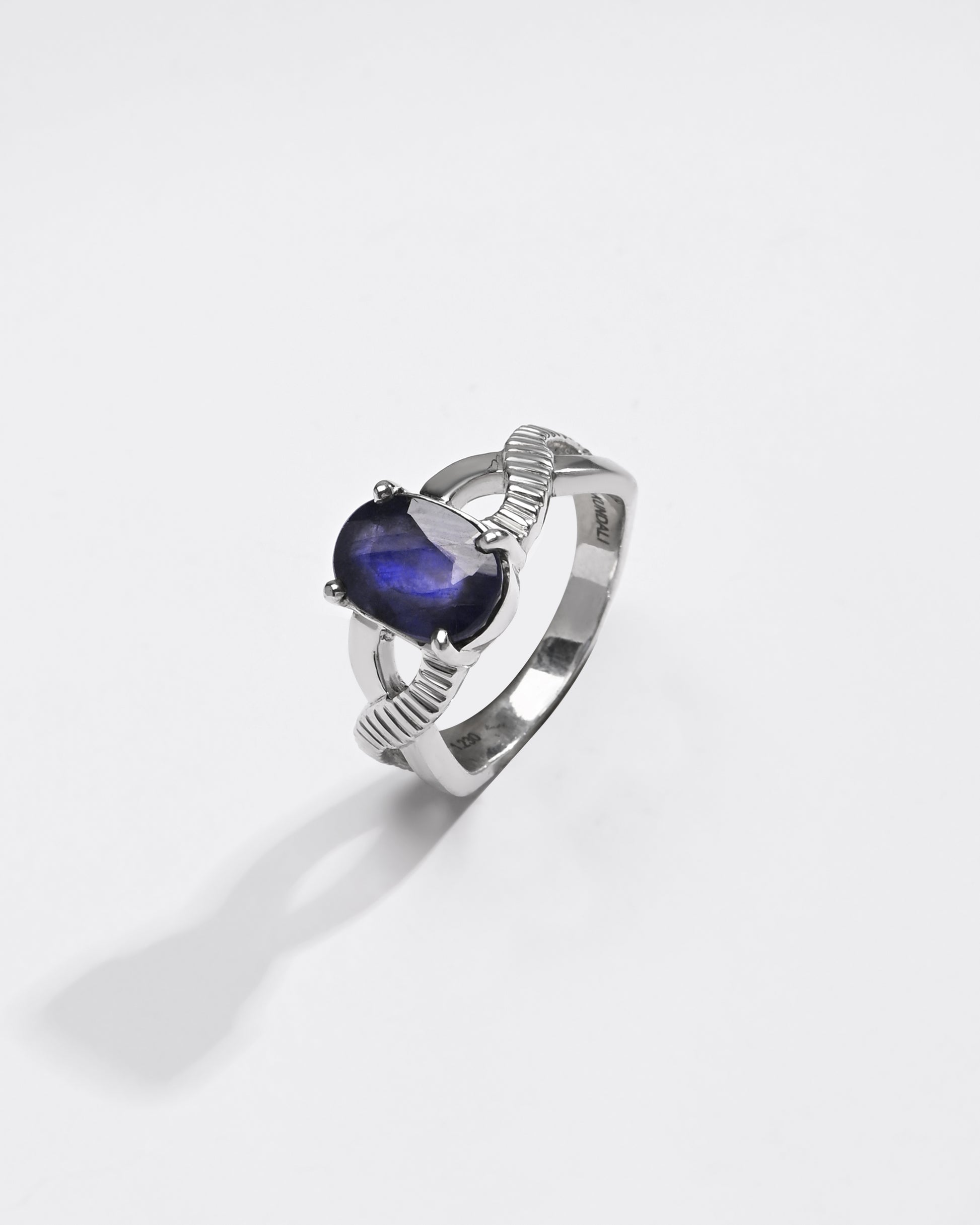 Elegant Blue Sapphire (Neelam) Ring – 925 Silver - 1104N4 - Myra