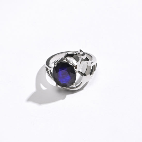 Trustworthy Blue Sapphire (Neelam) Ring – 925 Silver - #1284N4 - Myra