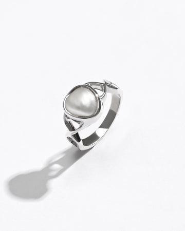 Pearl (Moti) Ring – 925 Silver Crafted - #1105 U - Myra