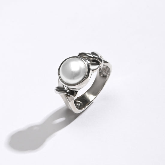 Deep-Gloss Pearl (Moti) Ring – 925 Silver - #1210 R - Myra