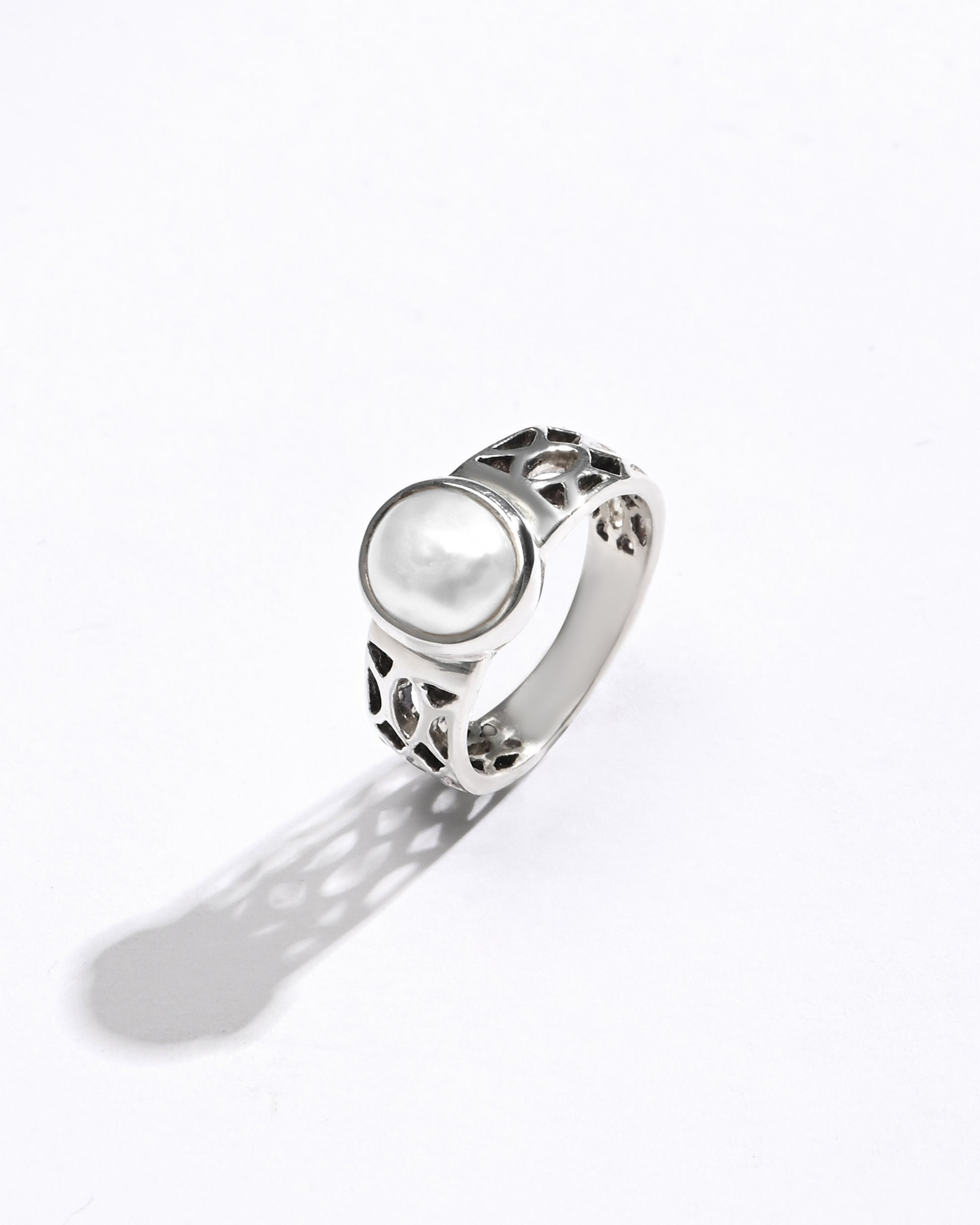 Elegant Pearl (Moti) Ring – 925 Silver - #1162 U - Myra