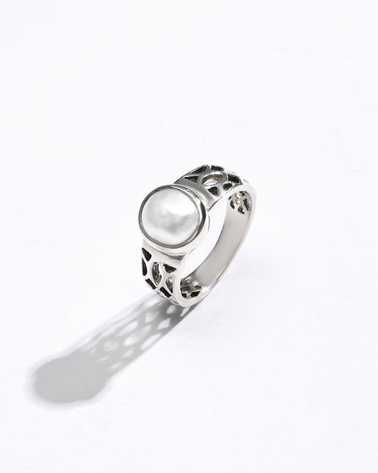 Elegant Pearl (Moti) Ring – 925 Silver - #1162 U - Myra