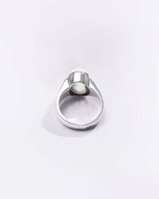 Premium Pearl (Moti) Ring in 925 Silver - #1228BO2 - Myra