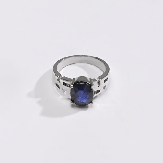Focused Blue Sapphire (Neelam) Ring – 925 Silver - #1283N4 - Myra