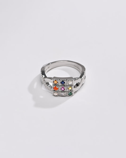 Navratna (Navgrah) Ring – 925 Silver Crafted - 1104 - Myra