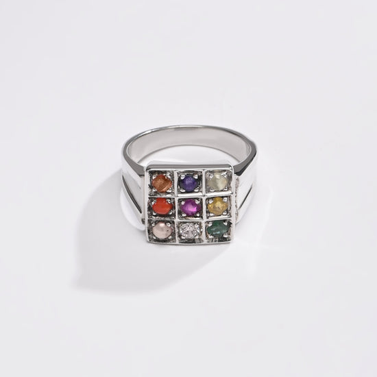 Navratna (Navgrah) Ring – 925 Silver Minimalist - 1111 - Myra