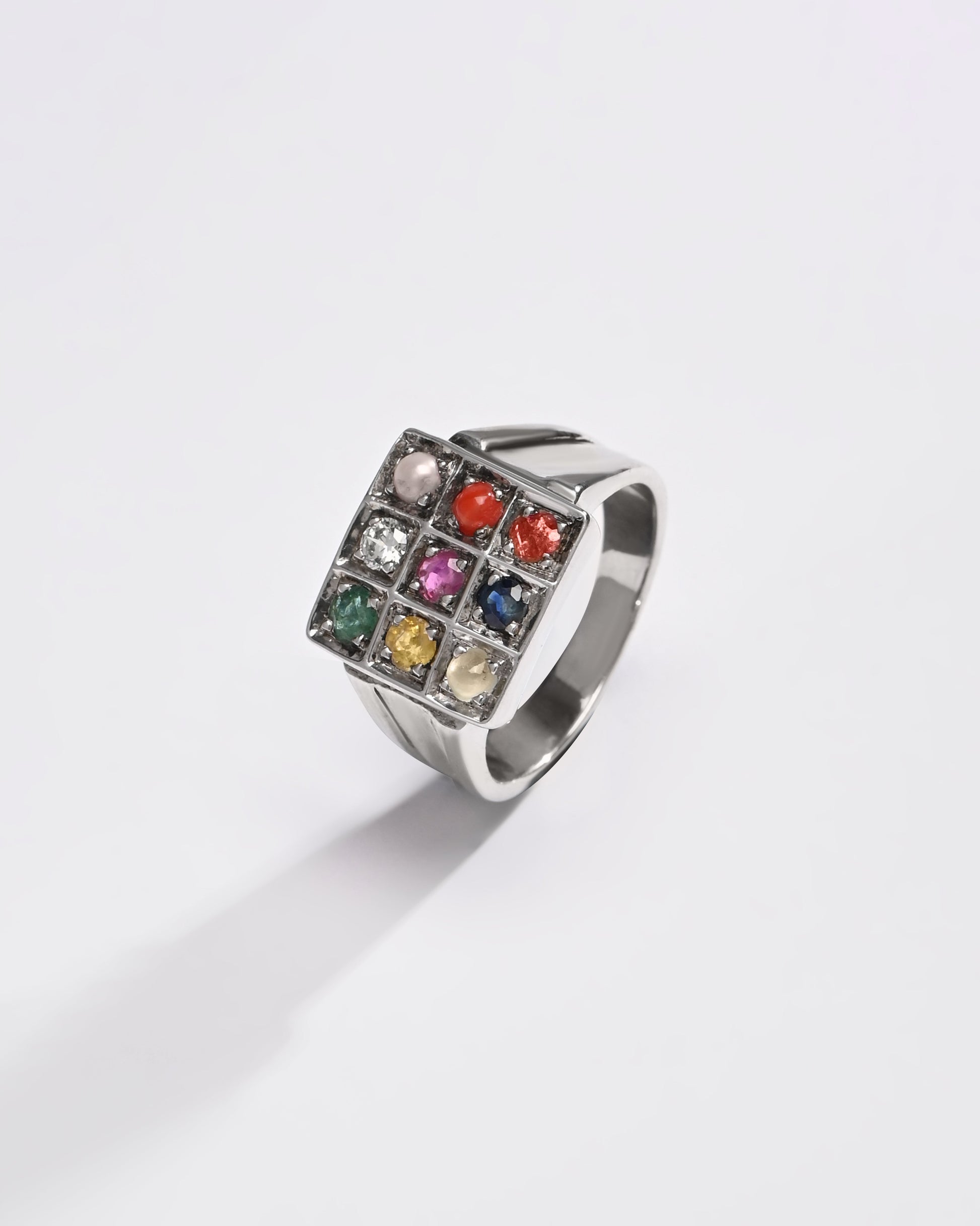 Navratna (Navgrah) Ring – 925 Silver Minimalist - 1111 - Myra