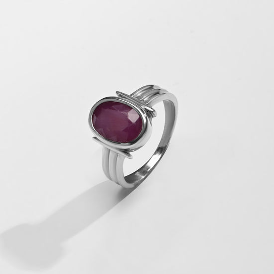 Ruby (Manik) Ring – 925 Silver Minimalist - #1134B - Myra