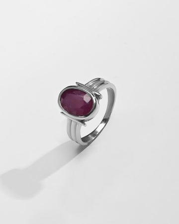 Ruby (Manik) Ring – 925 Silver Minimalist - #1134B - Myra