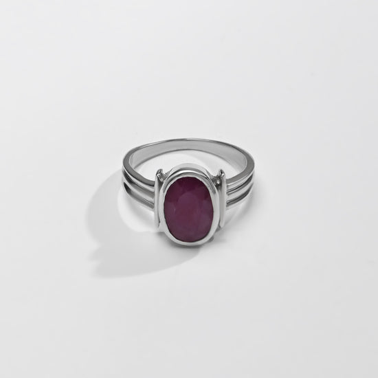 Ruby (Manik) Ring – 925 Silver Minimalist - #1134B - Myra