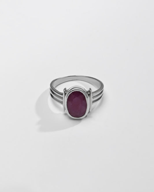 Ruby (Manik) Ring – 925 Silver Minimalist - #1134B