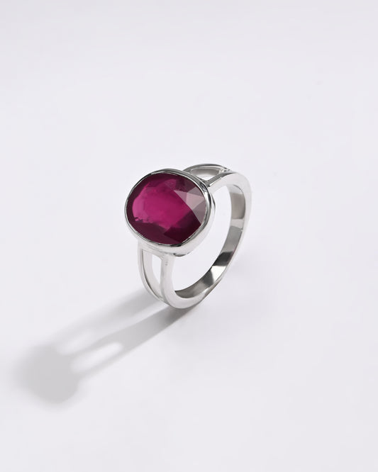 Classic Ruby (Manik) Ring – 925 Silver - #1150B