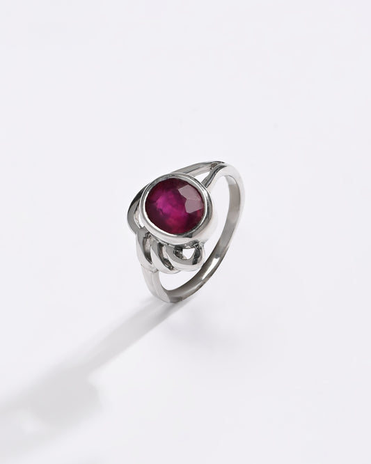 Ruby (Manik) Gemstone Ring – 925 Silver - #1191B