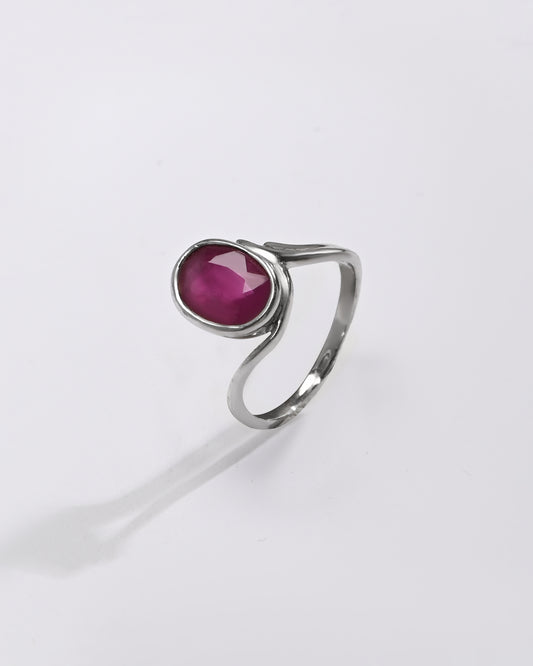 Ruby (Manik) Ring – Pure 925 Silver - #1176B