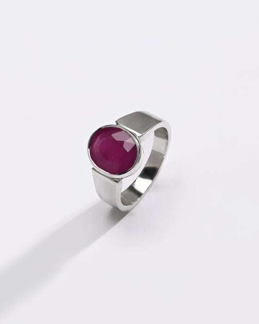 Statement Ruby (Manik) Ring – 925 Silver - #1224B