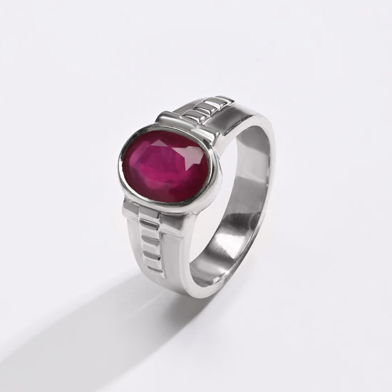 Deep Red Ruby (Manik) Ring – 925 Silver - #1236B - Myra
