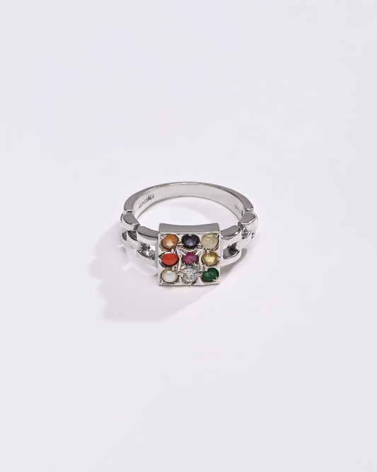 Luxe Navratna (Navgrah) Ring – 925 Silver - 1245 - Myra