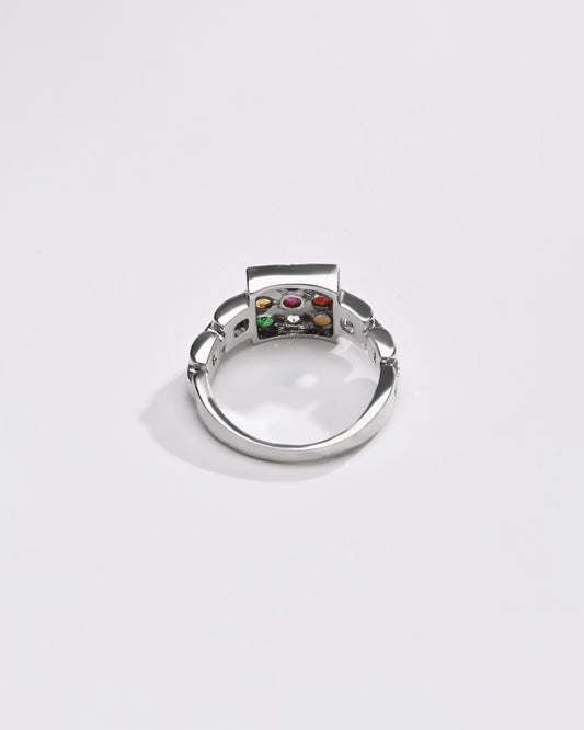 Luxe Navratna (Navgrah) Ring – 925 Silver - 1245 - Myra