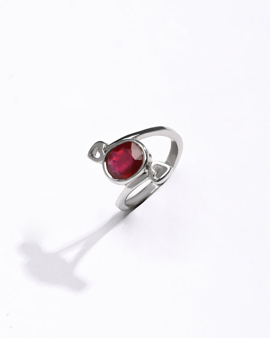 Refined Ruby (Manik) Ring – 925 Silver - #1273B