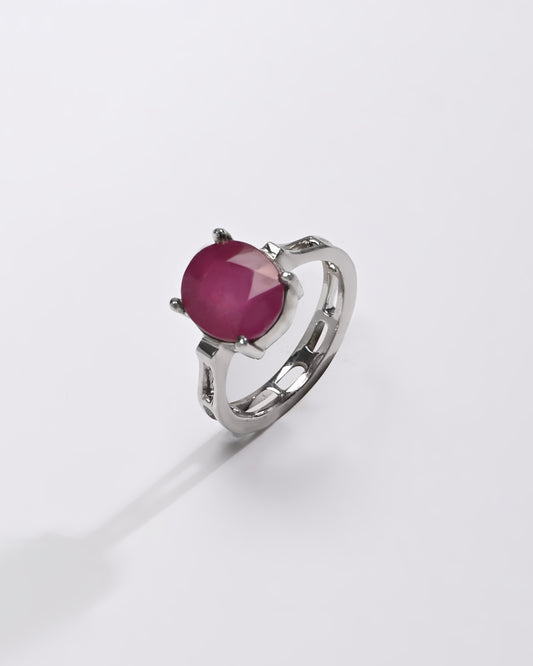 Designer Ruby (Manik) Ring – 925 Silver - #1281N4